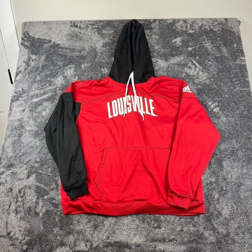 Adidas Louisville Cardinals Football Team Issued Fleece Hoodie Pullover Men's XL